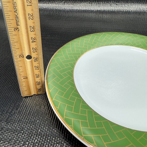 Williams Sonoma Garden Lattice Green Rim 8inch Plate Dish Set 2 New With Sticker - Picture 4 of 16